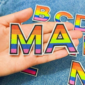 Colourful Letters Alphabet Embroidered Iron On Patches For Clothing Bags Jacket Sew On Accessories DIY Name Patch Applique