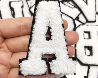 white English Letters Alphabet Chenille Embroidered Patches For Clothing Bags Iron On Accessories DIY Name Patch Applique