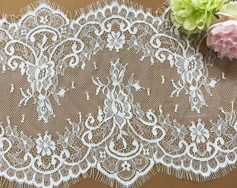 3Meters White Flower Eyelash Lace Trim For Wedding Dress Clothing Diy Embroidered Sewn On Lace Fabric Decoration Accessories