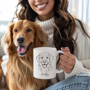 Custom Dog Portrait Mug with Name for Dog Mom, Dog Dad, Dog Lover, Custom Pet Dog Memorial Gifts, Personalized Pet Mug, Dog Gifts for Owners