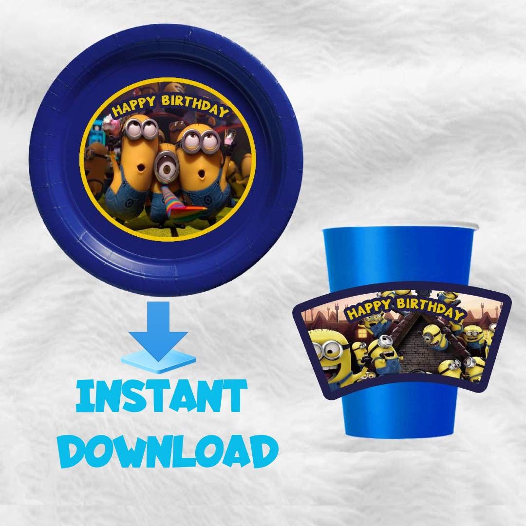 Minions Plates and Cups INSTANT DOWNLOAD Etsy