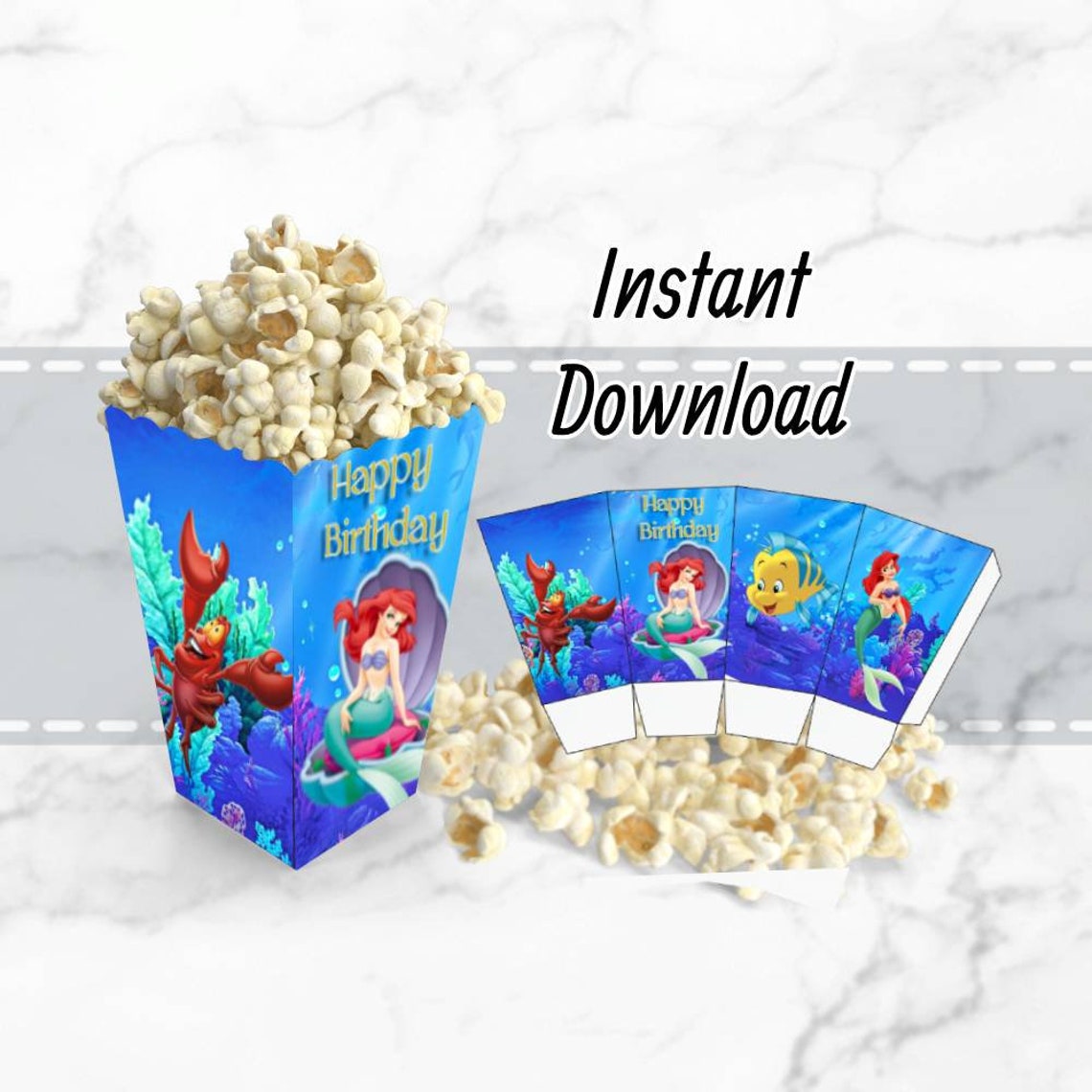 The Little Mermaid Popcorn Box Treat Favor Box Custom Etsy