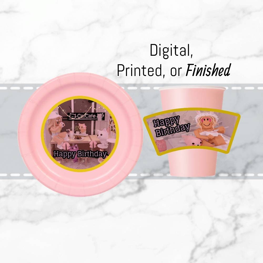 Roblox Paper Cups & Plates Digital Printed Labels or Etsy