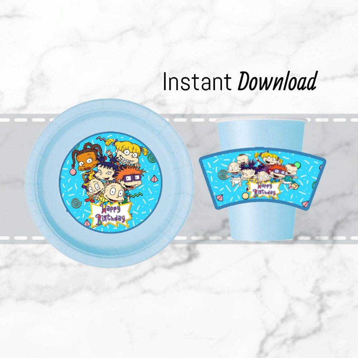 Rugrats Cups & Plates Stickers Instant Download Etsy
