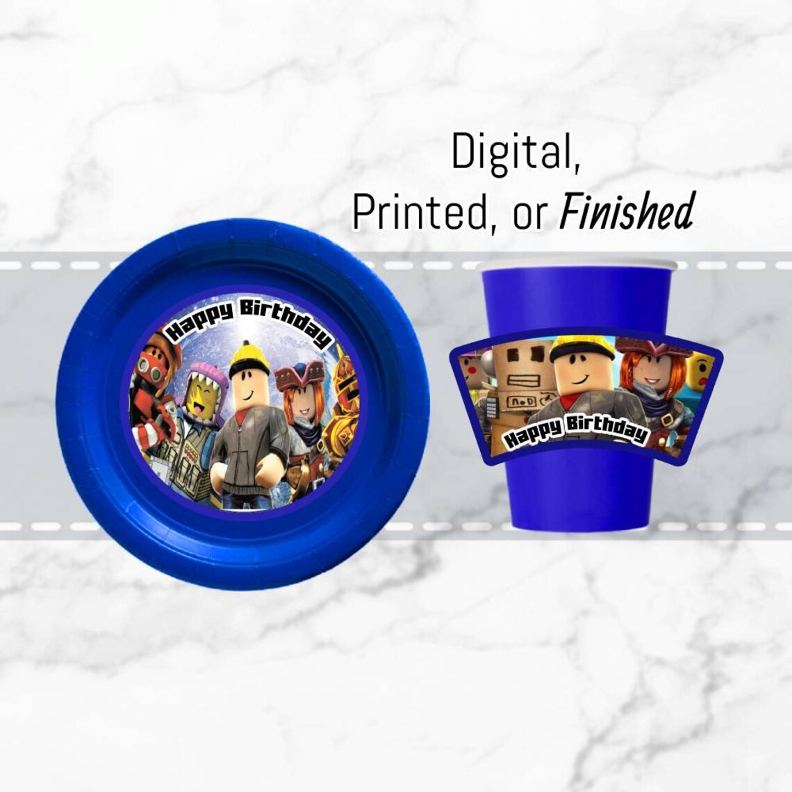 Roblox Paper Cups & Plates Digital Printed Labels or Etsy
