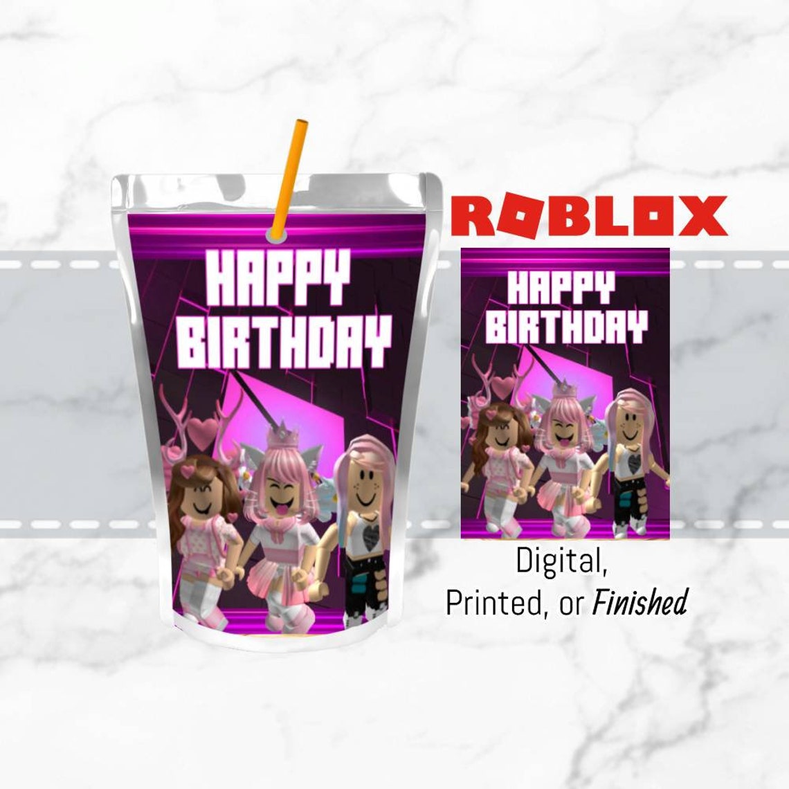 Roblox Juice Pouch Labels Custom Digital Printed or Etsy