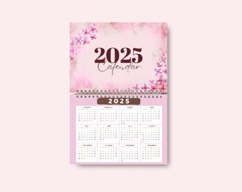 Lebendige 2025 Druckbarer Kalender, druckbarer Kalender 2025, Monatskalender, Sofort Download, Geschenk für Ihre Liebsten, Landschaft