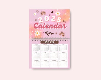 Lebendige 2025 Druckbarer Kalender, druckbarer Kalender 2025, Monatskalender, Sofort Download, Geschenk für Ihre Liebsten, Landschaft
