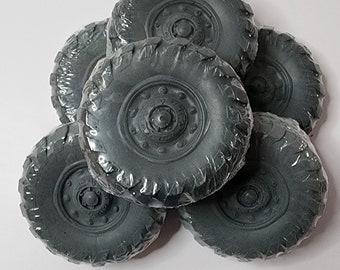 Charcoal & Shea Butter Soap, Tire Shaped Novelty Bar Soap for Men, Fathers Day Gift, Gift for Husband