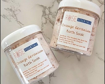 Soothing Epsom Salts, Orange Geranium Bath Soak, Essential Oil Bath Salts, Bath Salts Jar, Aromatherapy Bath, Relaxing Spa Self Care Gift