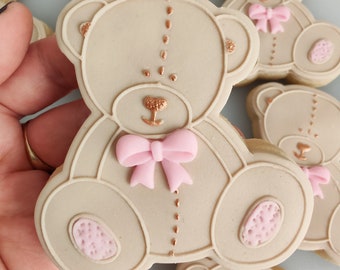 Teddy Bear Baby Shower Cookies: Individually Wrapped Vanilla Favors