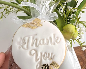Thank you sugar cookies/Vanilla Fondant Cookies /Teacher Thank You Gift/ wedding cookies