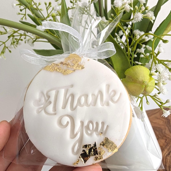 Thank you sugar cookies/Vanilla Fondant Cookies /Teacher Thank You Gift/ wedding cookies