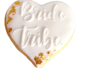 Bride Tribe Heart Cookie with Gold Leaf /Hen Party Favor/wedding cookies