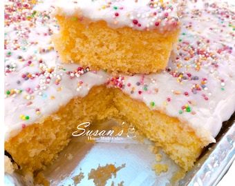Old School Sprinkle Cake Tray: Retro Sponge Cake Treat Box/Dot cake/Birthday cake/Thank you gift/Treat box