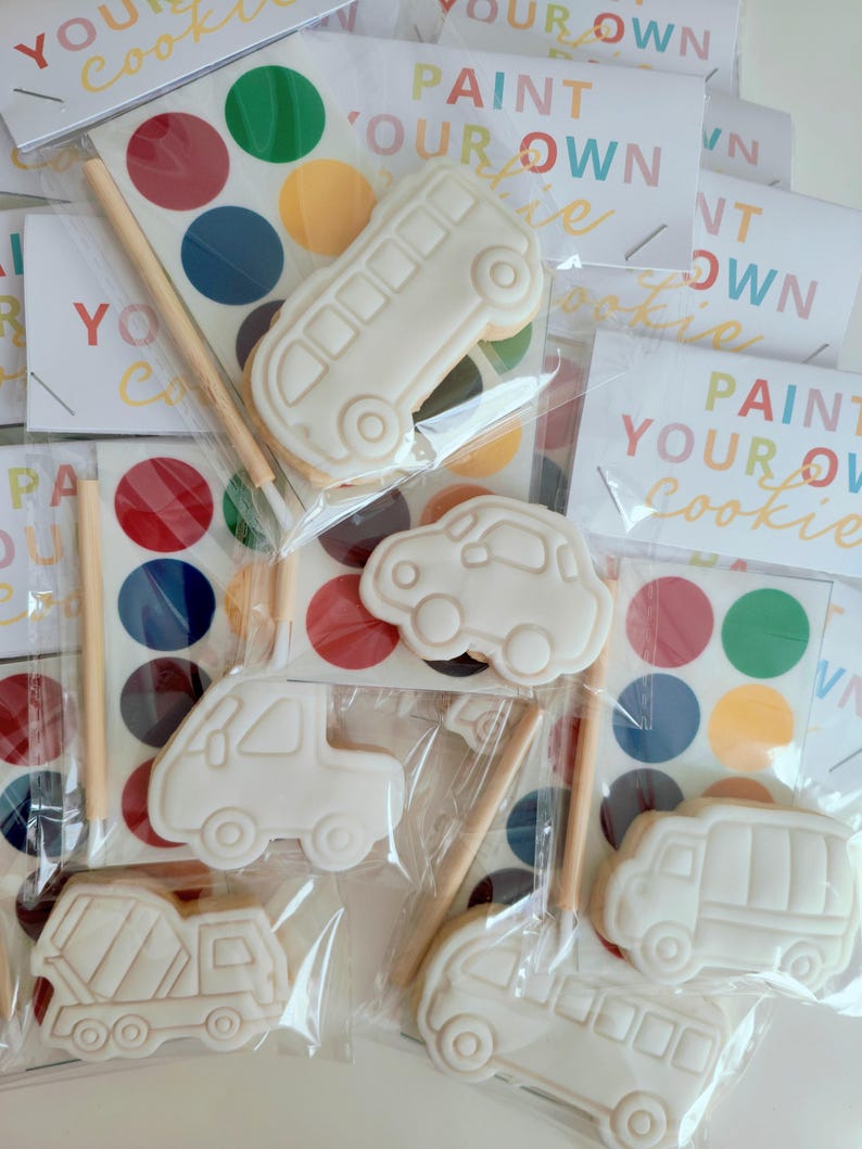 Paint Your Own Vehicle Cookies: Kids Birthday Party Favor zdjęcie 3