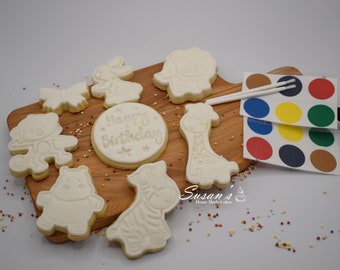 Jungle Animals Birthday PYO Cookies: Kids Edible Paint Activity
