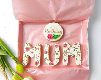MUM Birthday Cookies|Birthday git for Mother|Birthday biscuits|Letter cookies|Letterbox gift for birthday|Cookie gift|Birthday present