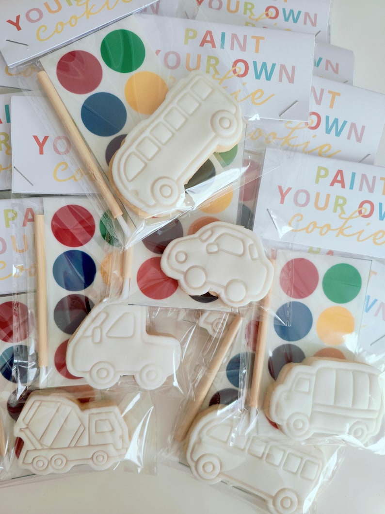 Paint Your Own Vehicle Cookies: Kids Birthday Party Favor zdjęcie 2