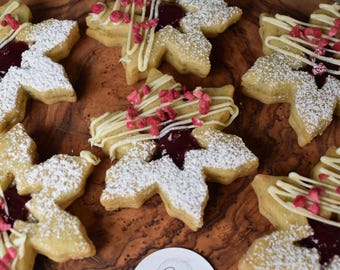 Christmas Pistachio & Raspberry Jam Linzer Cookies