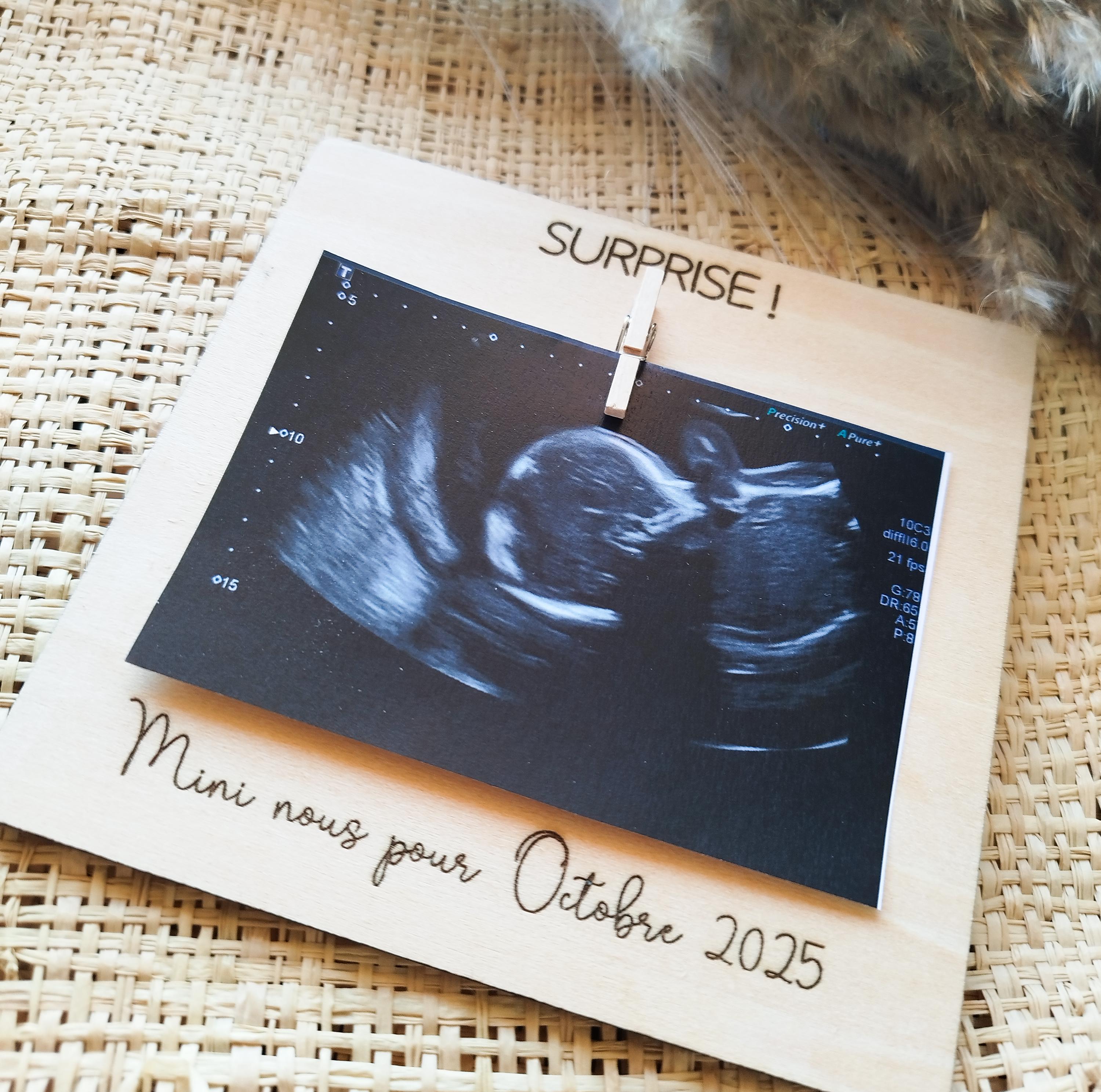 cadre annonce grossesse - cadre photo en bois -idée annonce grossesse famille | AC L'atelier Creatif