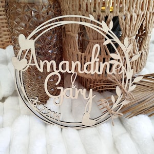Portafedi in legno Boho, fiori secchi personalizzabili