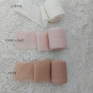 Ruban de soie pure effilochée / nombreuses couleurs dispo autre sur demande