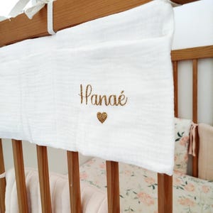 Personalisierte Bettaufbewahrung aus Baumwollgaze, personalisierte Kuscheltieraufbewahrung