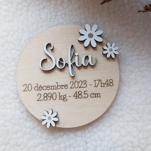 Personalized wooden birth announcement card / baby name card