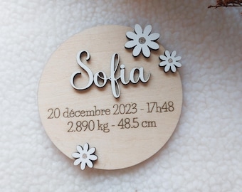 Carte annonce naissance bois personnalisée / carte prénom bébé
