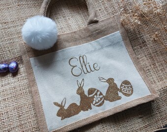 Customizable burlap Easter basket