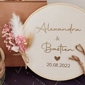 Portafedi Boho, fiori secchi nei toni del rosa, personalizzabile