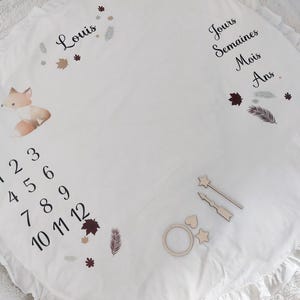 Tapis étape thème renard ton marron vert beige