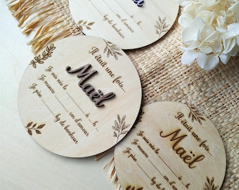 Carte annonce naissance bois personnalisée / carte prénom bébé à remplir