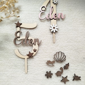 Topper cake chiffre avec ou sans motifs avec ou sans prénom entièrement sur mesure