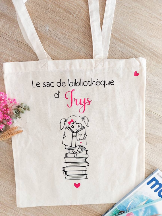 sac, Tote bag bibliothèque ou école pour fille modèle garçon disponible sur la boutique