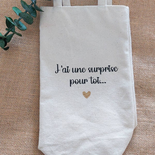 sac cadeau, bouteille annonce grossesse pour parrain, marraine, grand-parents, papa....