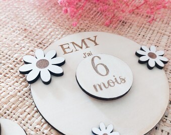 Carte étape évolutive fleurs bois