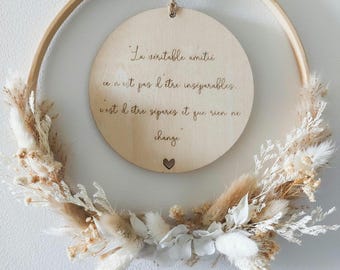 Wreath with dried flowers and personalized text - personalized Christmas gift idea - gift with custom text and dried flowers