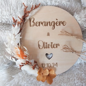 Portafedi in legno Boho, fiori secchi personalizzabili in tonalità terracotta