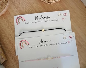 Carte de vœu, carte cadeau avec son bracelet  personnalisable