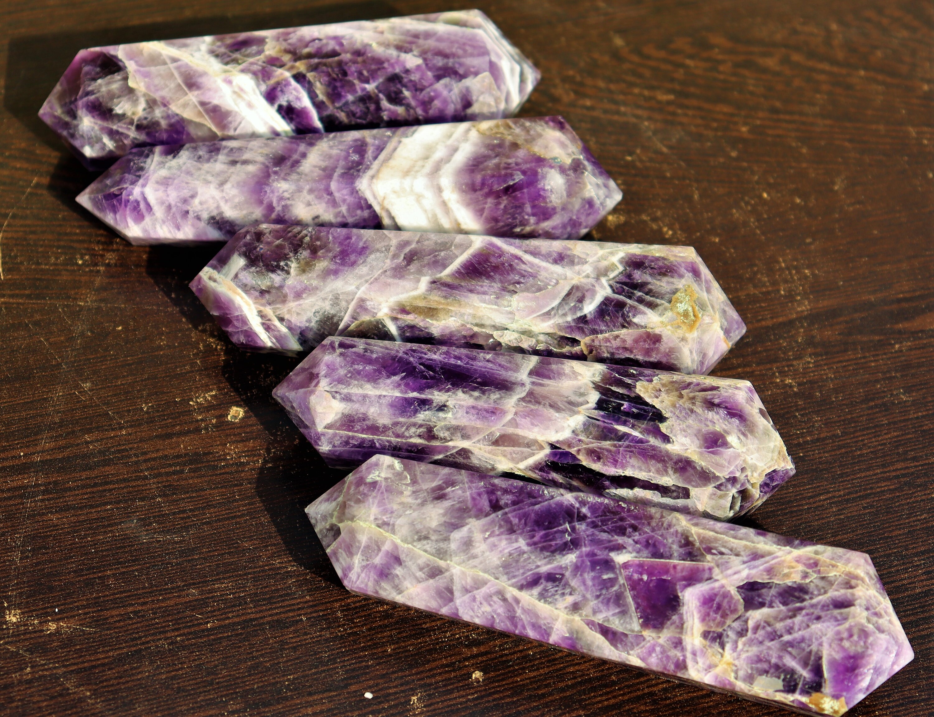 ドリームアメジストクリスタルポイント：守護石セット（5個入り