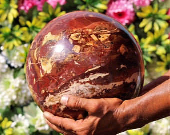 Red Brecciated Jasper Sphere: 9-Inch Protection Crystal Home Decor