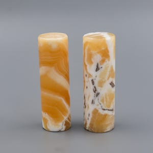 Mexican Calcite Harmonizers: Orange & White Crystal Decor (2pc Set)