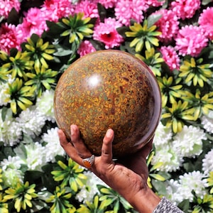 Large Fossil Coral Jasper Sphere: Metaphysical Healing Stone (21CM)