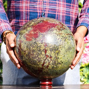 260mm Dragon Bloodstone Brilliant Crystal ,Mineral Specimen ,Home Decoration ,Energy Balancing ,Crystal Decor , Divination Ball Stone Sphere