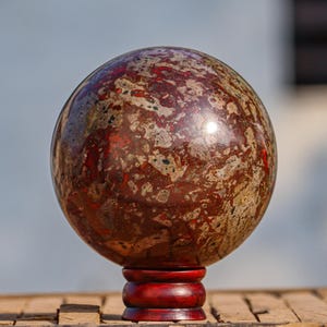 145MM Dragon Bloodstone Brilliant Crystal , Mineral Specimen , Home Decoration , Energy Balancing , Crystal Decor Stone Sphere Ball 11lbs.