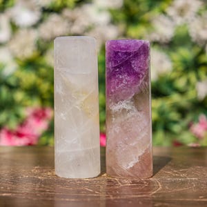 Petalite Quartz & Fluorite Mineral Specimen: Crystal Harmonizer Set (2pc)