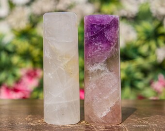 4&quot; Petalite Quartz & Fluorite Mineral Specimen , Home Decoration , Energy Balancing , Crystal Decor For Cleansing Stone Harmonizer Set (2pc)