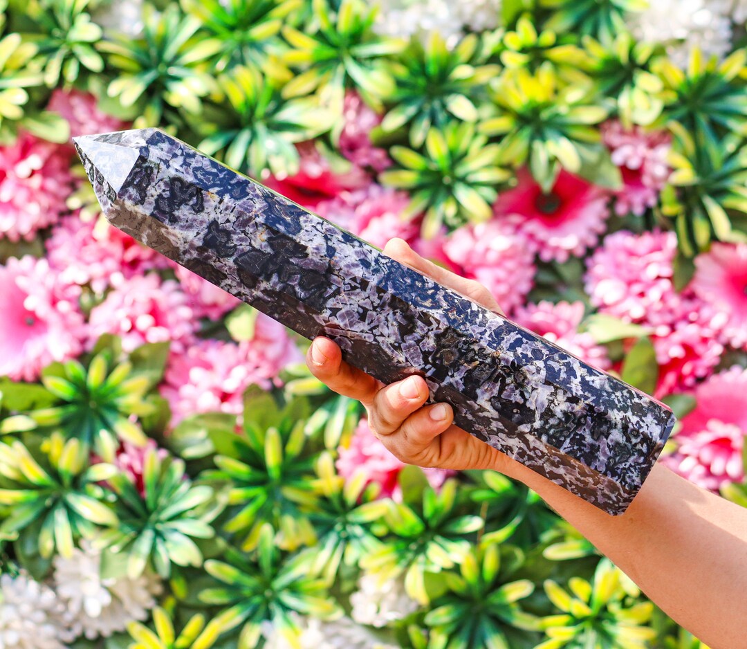 Energizing Blue Merlinite Obelisk 345MM Natural Gabbro Crystal for ...
